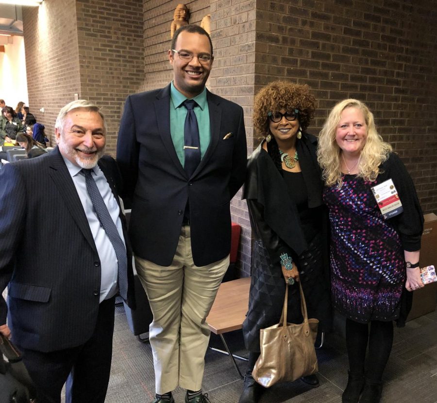 GSSPA Executive Board member John Tagliareni, left, and Vice President Jill Ocone, right, pose with New Jersey Senator Nia H. Gill, third from left, and aide Terrell Paige.